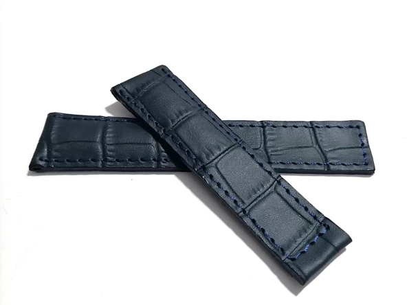 Tag-heuer Uyumlu  22-18  Mavi Dikişli  Mavi  Hakiki dana derisi  ( 10 )