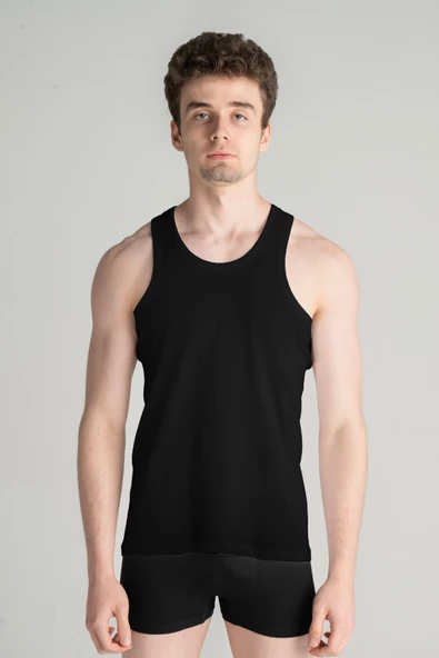 Mercan %100 Pamuklu Sporcu Siyah 6'lı Spor Erkek Atlet