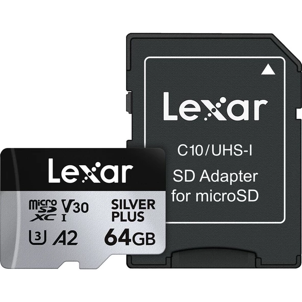 Lexar Professional 64GB 205 MB/s Silver Plus Mikro SD Hafıza Kartı