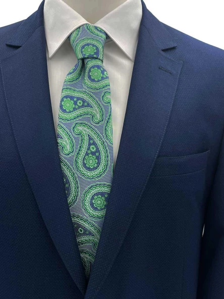 Brianze Yeşil Lacivert Şal Desen Kravat ürün görseli 1