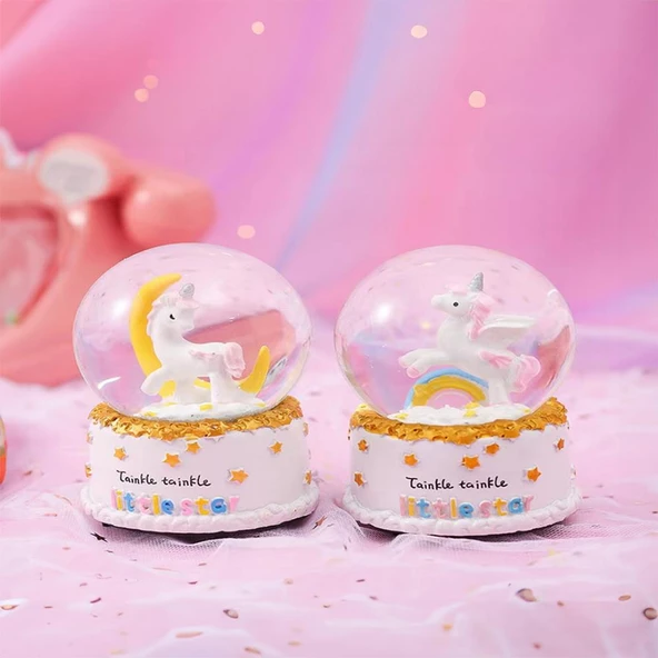 Mien Dekoratif Pilli Müzikli Unicorn Figürlü  Hediyelik Kar Küresi Küçük Boy 1224 - 2