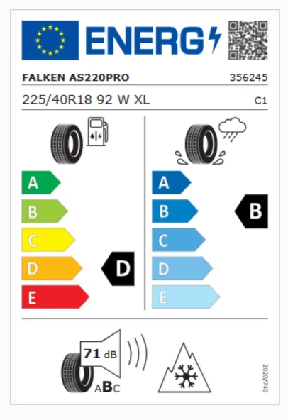 Falken 225/40R18 98W TL XL Euroall Season AS220 Oto 4 Mevsim Lastiği (Üretim Yılı:2024) - Resim 2