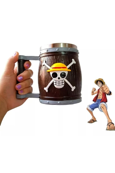 NETAVANTAJ One Piece İskelet Fıçı 3D Tasarım 3D Çelik Kupa Bardak Büyük - 2