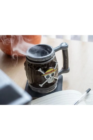 NETAVANTAJ One Piece Iskelet Fıçı 3d Tasarım Seramik Kupa Bardak - Resim 3