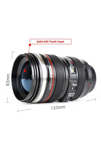 NETAVANTAJ Kamera Lens 3D Tasarım Paslanmaz Çelik Termos Kupa Bardak - 2