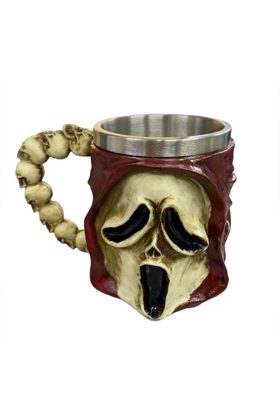 NETAVANTAJ Çığlık Kuru Kafa Motifli Paslanmaz Çelik Kupa