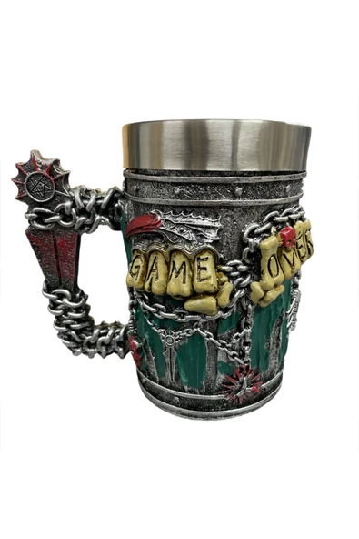 NETAVANTAJ Game Over Zincirli Paslanmaz Çelik Kupa