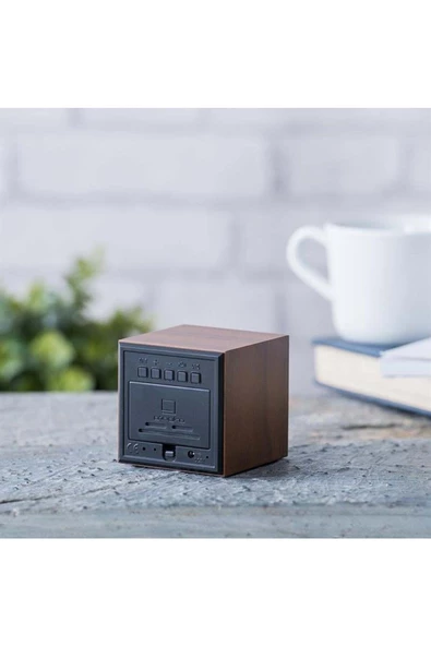 NETAVANTAJ Kahverengi Ahşap Termometreli Dijital Gizli Küp Saat Kırmız? - 2