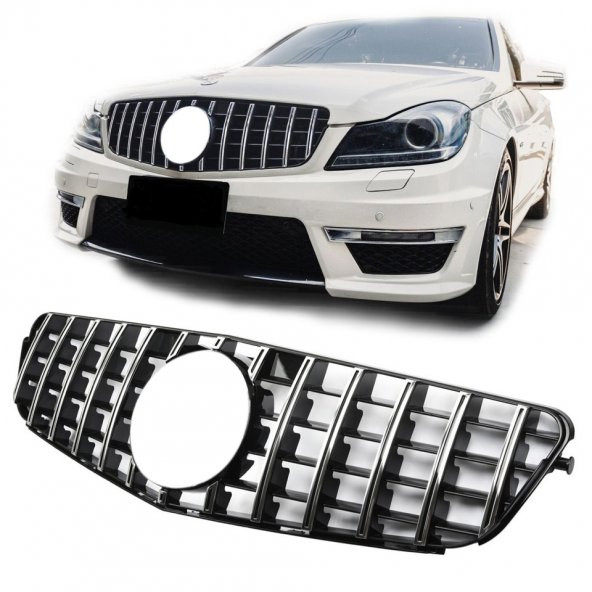 MERCEDES C SERİSİ W204 GTR PANJUR KROM-SİYAH 2008-2014 (LOGOSUZ) - 2