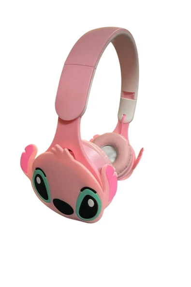 NETAVANTAJ Stitch Kablosuz Bluetooth Katlanabilir Kulaküstü Kulaklık Pembe
