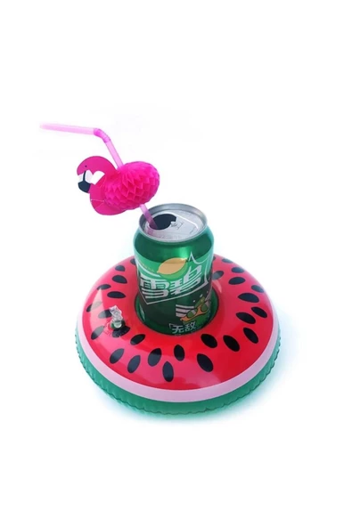 NETAVANTAJ Donut Karpuz Flamingo 3lü Şişme Havuz Deniz Bardak Tutucu Float Bar Set - 3