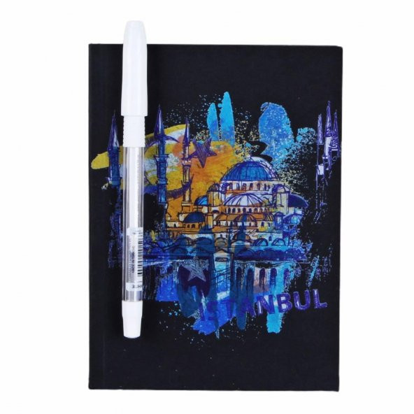 İstanbul Siyah Not Defteri Beyaz Kalem Hediyeli