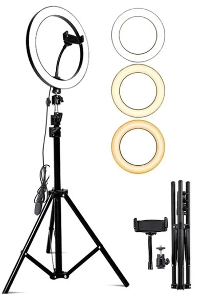 NETAVANTAJ Youtuber Led Işıklı Tripod Selfie Makyaj Işığı Sürekli Ring Light 10 Inç Halka