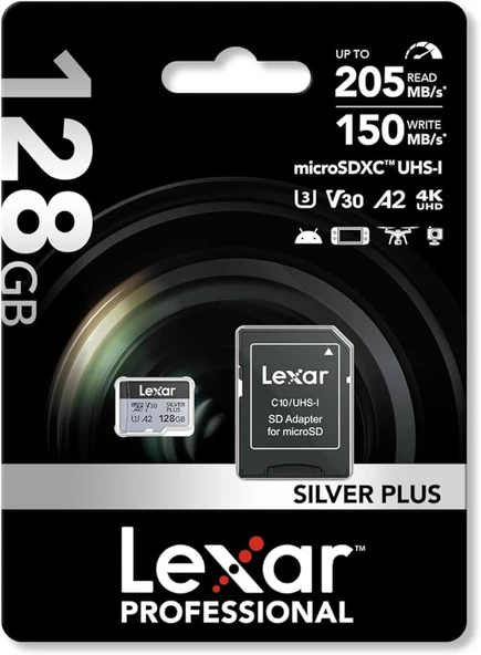 Lexar Professional 128GB 205 MB/s Silver Plus Mikro SD Hafıza Kartı - 3