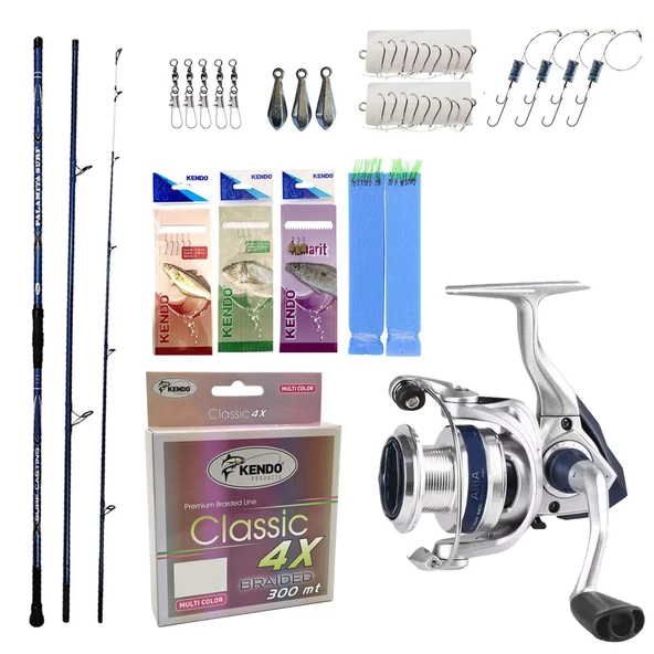 Yek Outdoor Hazır Olta Seti Kendo Palamita Surf 420cm 200gr 3 Parça Olta Kamışı&Okuma ARIA-8000a Olta Makinesi