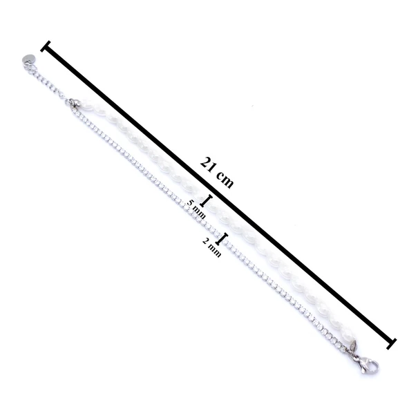 BZ 316L Çelik Zirkon Taşlı İnci Kadın Bileklik BLK-1000 - 3