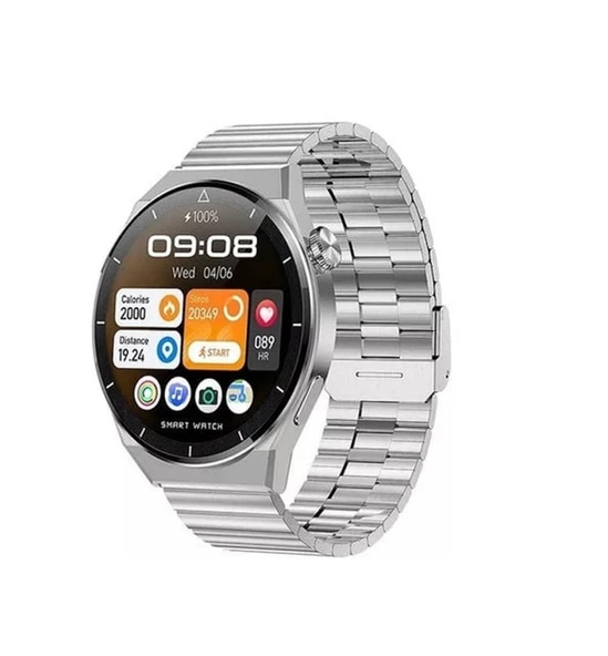 G3 Max Akıllı Saat (IOS-ANDROID uyumlu) GÜMÜŞ RENK 3 KORDONLU