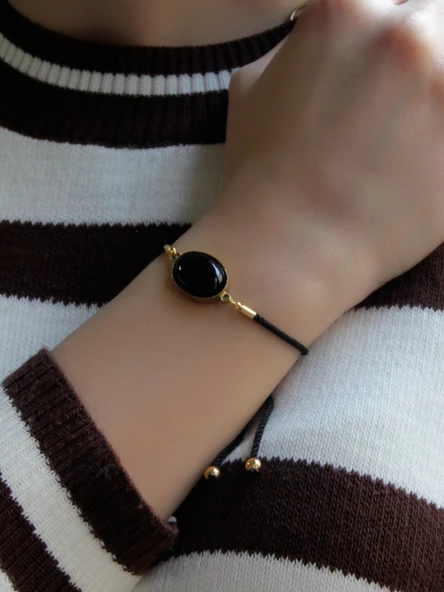 Doğal Taş Oniks Doğal Taşlı Asansörlü Ayarlanabilir Bileklik eub7o ürün görseli