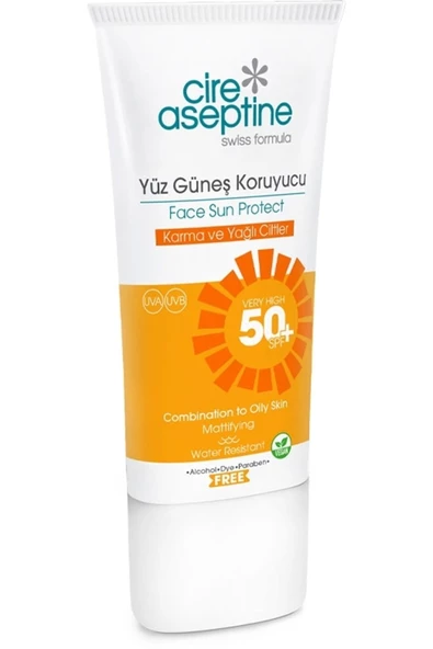 CİRE ASEPTİNE YÜZ GÜNEŞ KORUYUCU 50+ KARMA YAĞLI 50ML