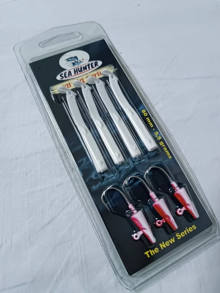 SEA HUNTER V8 Jig Series 8cm 5,5gr Silikon Yem Beyaz 4pcs - 2