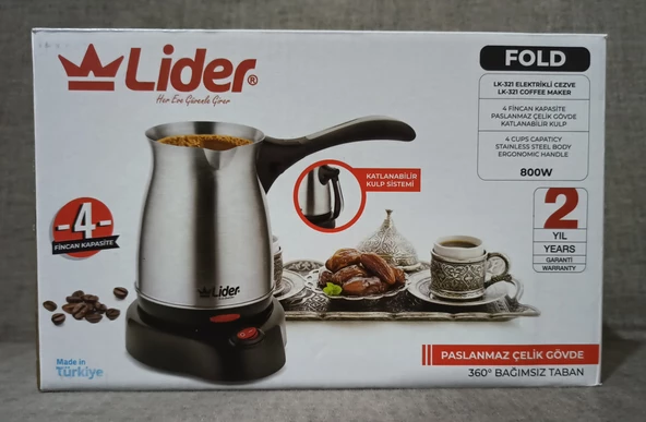 Lider Elektrikli Çelik Cezve KATLANIR KULP - 5