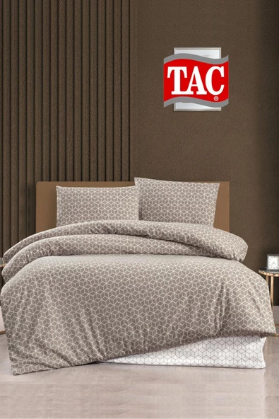 Taç Kristal Çift Kişilik Terry Cotton Puzzle Kahve Nevresim Takımı