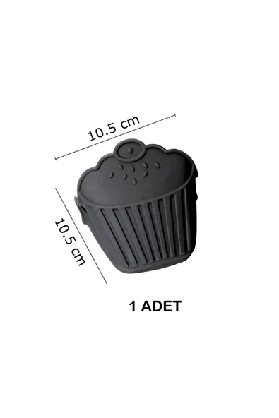 2'li Set Airfryer 7 Gözlü Silikon Mini Muffin Yapışmaz Cupcake, Brownies, Pasta Kek Kalıbı Silikon Fırın Eldiveni Tutacağı - 3