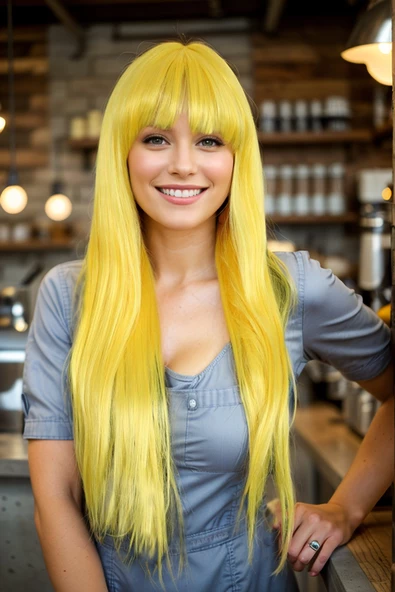 Parti / Animasyon / Tiyatro Uzun Kahküllü Fiber Sentetik Peruk - Sarı - Resim 3