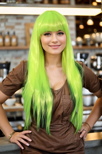 Parti / Animasyon / Tiyatro - Uzun Kahküllü Fiber Sentetik Peruk - Neon Sarı ürün görseli