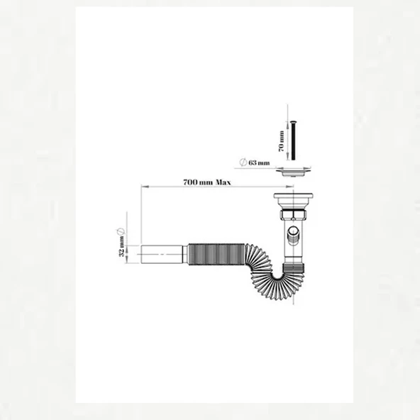 Koruklu Lavabo Mutfak ve Banyo Sifonu Lavabo Gider Borusu Sağlam ve A++ Kaliteli (S Aparatı) - Resim 2
