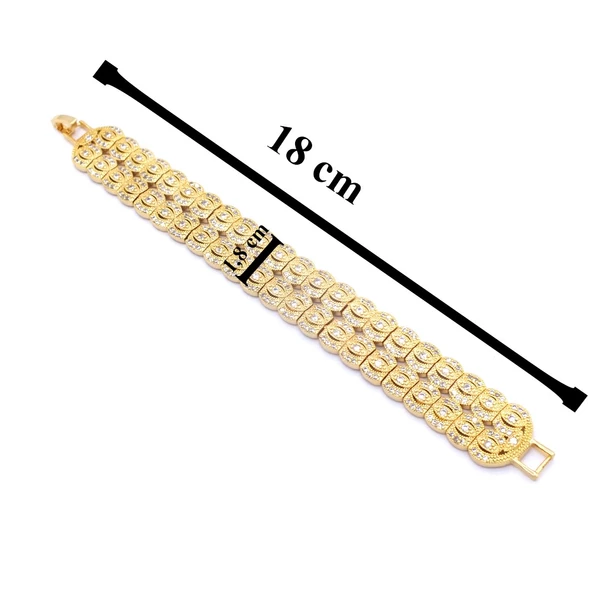 BZ Altın Kaplama Çift Sıralı Baget Kadın Bileklik BLK-798 - 5