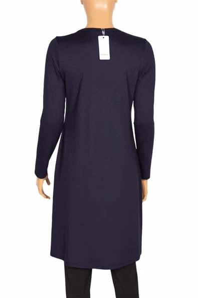 Defrina Kadın Basic Penye O Yaka Lacivert Tunik - Resim 4