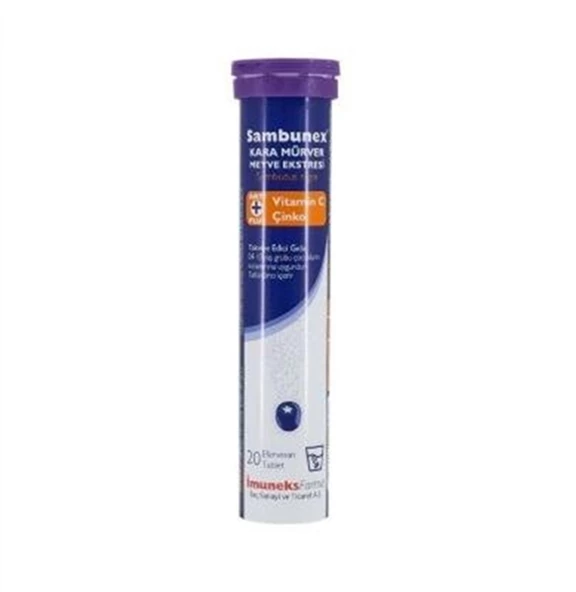 Sambunex Kara Mürver Vitamin C Çinko Efervesan Tablet 20 Tablet