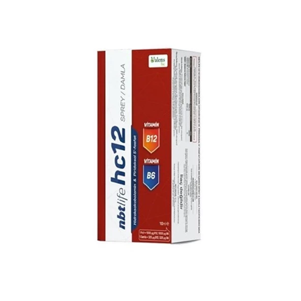 NbtLife HC12 Sprey / Damla 10ml - Hidroksikobalamin + Piridoksal 5 - Fosfat