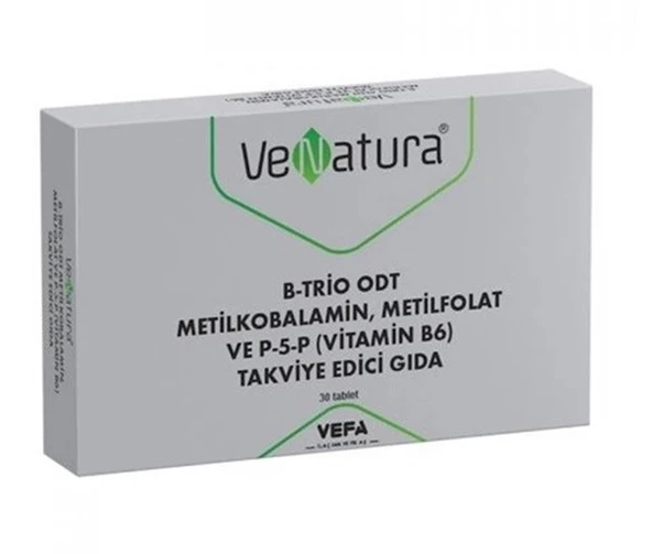 VeNatura B-Trio ODT Metilkobalamin, Metilfolat ve P-5-P Takviye Edici Gıda 30 Tablet