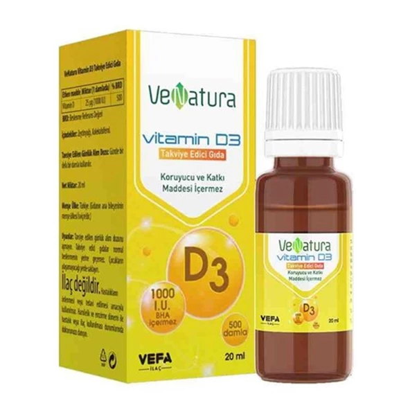 VeNatura Vitamin D3 Takviye Edici Gıda 20 ml Damla