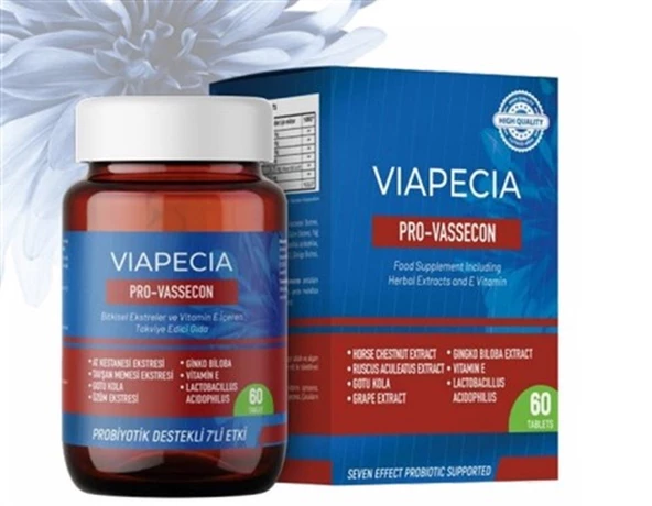 Viapecia Pro-Vassecon Bitkisel Ekstreler ve Vitamin E İçeren Takviye Edici Gıda 60 Tablet