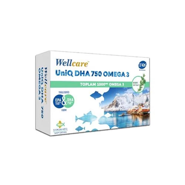 Wellcare UniQ DHA 750 Omega 3 Balık Yağı 30 Kapsül