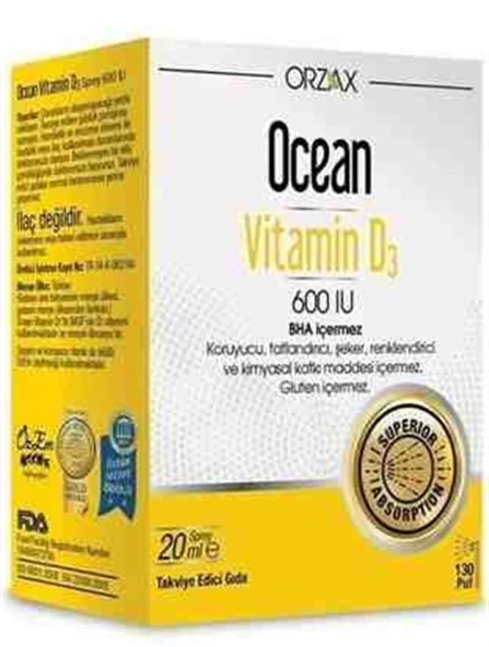 Ocean Vitamin D3 Sprey 600 Uı 20 Ml