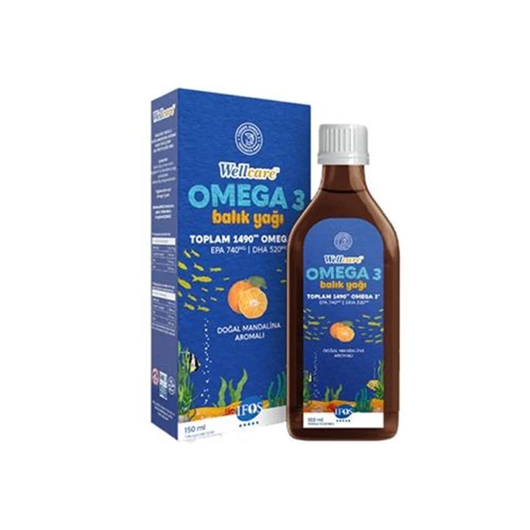 Wellcare Omega 3 Doğal Mandalina Aromalı Balık Yağı 150 ml
