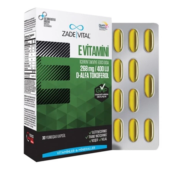 Zade Vital E Vitamini Blister 30 Kapsül