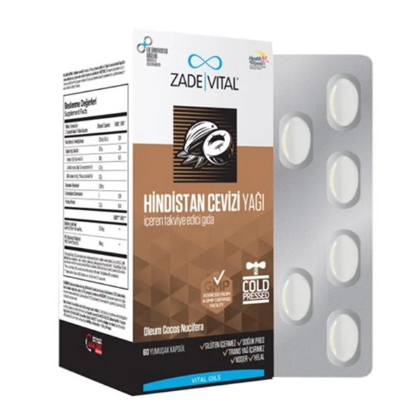 Zade Vital Hindistan Cevizi Yağı 60 Kapsül