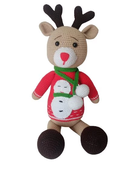 Atkılı Yılbaşı Geyiği Amigurumi Organik Oyuncak - 1