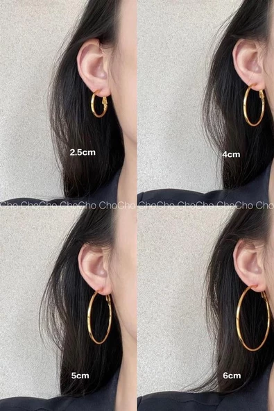 Kadın 316 L Çelik 4 cm Halka Küpe - Resim 2