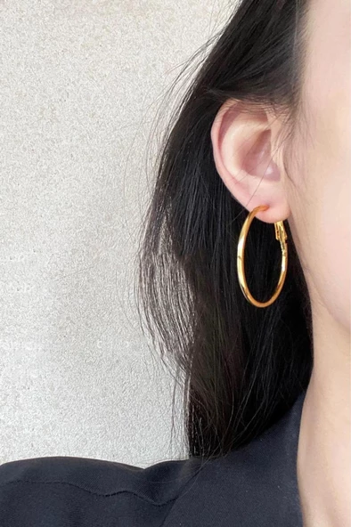 Kadın 316 L Çelik 4 cm Halka Küpe ürün görseli