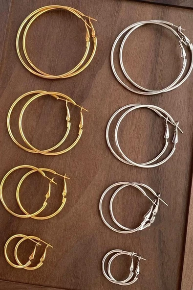 Kadın 316 L Çelik 3 cm Halka Küpe - Resim 4