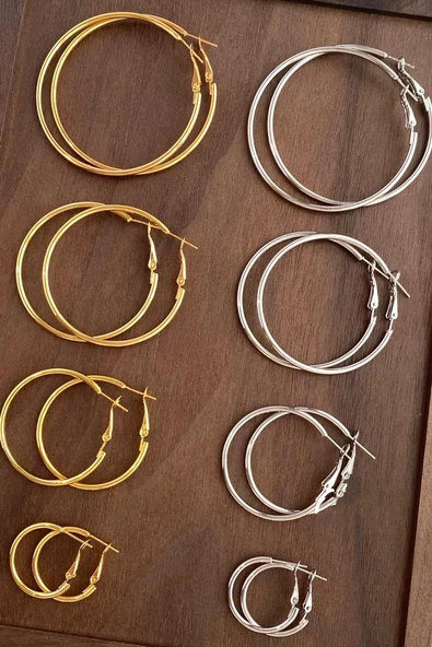 Kadın 316 L Çelik 3 cm Halka Küpe - Resim 3