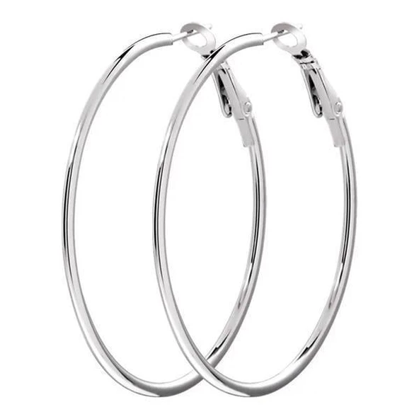 Kadın 316 L Çelik 4 cm Halka Küpe - Resim 3