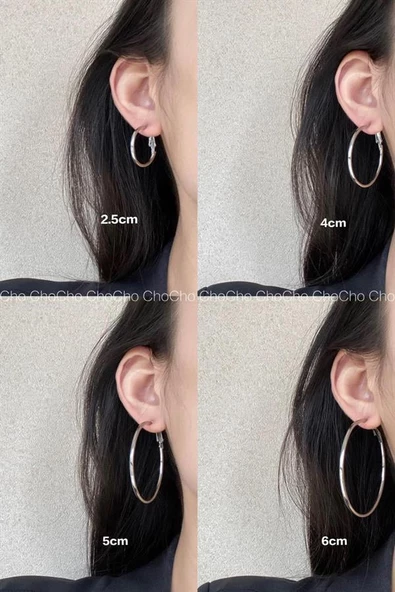 Kadın 316 L Çelik 4 cm Halka Küpe - Resim 2