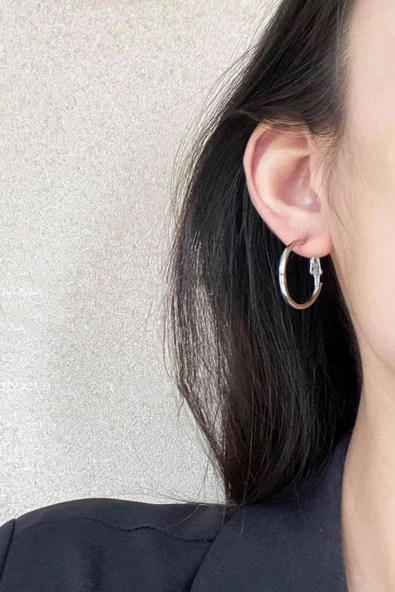 Kadın 316 L Çelik 3 cm Halka Küpe ürün görseli